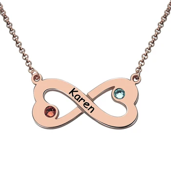 

Rose Gold Color Infinity Heart Necklace with Birthstone Heart-Shaped Infinity Name Necklace Love Heart & Birthstone Necklace