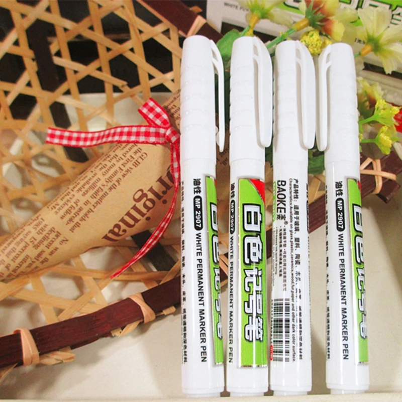 1Pc Waterproof Permanent White Ink Marker Paint Pen Stationery Office