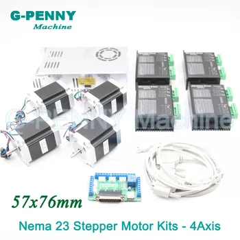 

4Axis CNC stepper motor control kits name23 stepping motor + Driver 24-50VDC + Power supply switch 400w 36v+5axis breakout board