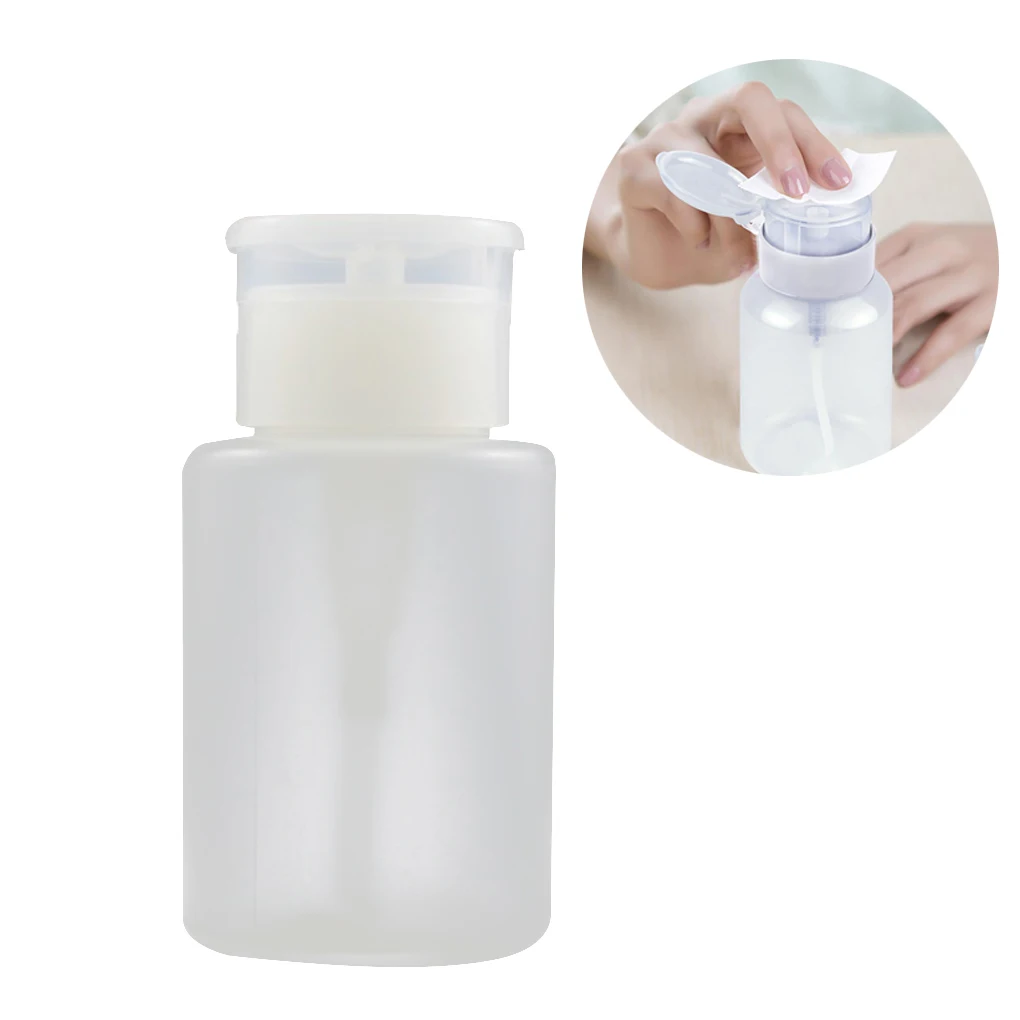 

120ml 1pcs Push Down Empty Pump Dispenser For Nail Polish Remover Alcohol Clear Bottle Polish Remover Liquid Container Flip Top