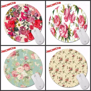 

Red flowers Special Offer Pop Pattern Printing Mousepad Computer Laptop Mouse Pad Round Rubber Anti-slip Gaming Desk Mice Mat