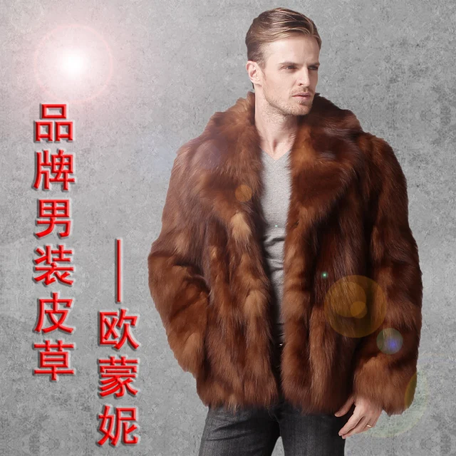 2012 men's clothing crystal fox fur coat male fur coat Men fur overcoat