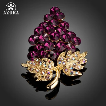 

AZORA Gold Color A Bunch Of Grapes Mutilcolour Stellux Austrian Crystal Pin Brooch TP0027
