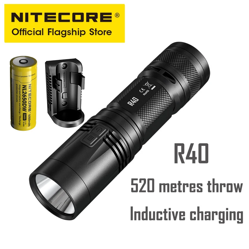 NITECORE R40 фонарик с мигалкой Аккумуляторный дальний беспроводная аккумуляторная Приключения водонепроницаемый фонарик