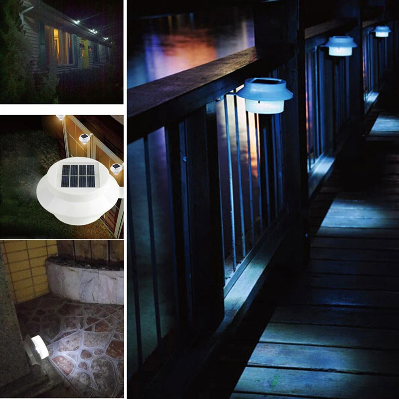 

Solar Energy Sink Lamp 3LED Solar Fence Light Eaves Solar Street LED Garden lawn House Number Light outdoor white