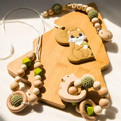 DIY Baby Teether Toy Squirrel Nursing Necklace Silicone Bracelet Hexagon Beads Teething Ring Wooden Pacifier Clip Chain Tiny Rod DIY Baby Teether Toy Squirrel Nursing Necklace Silicone Bracelet Hexagon Beads Teething Ring Wooden Pacifier Clip Chain Tiny Rod