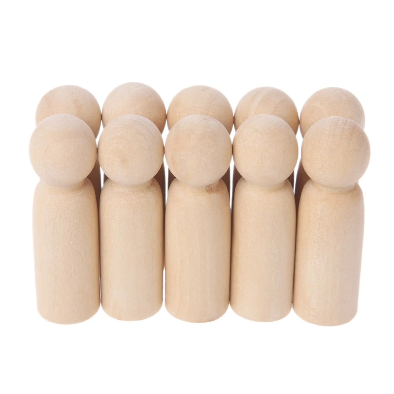 

10Pcs Unfinished Wood Boy Peg Toy Natural Wooden DIY Crafts Dolls Decoration New