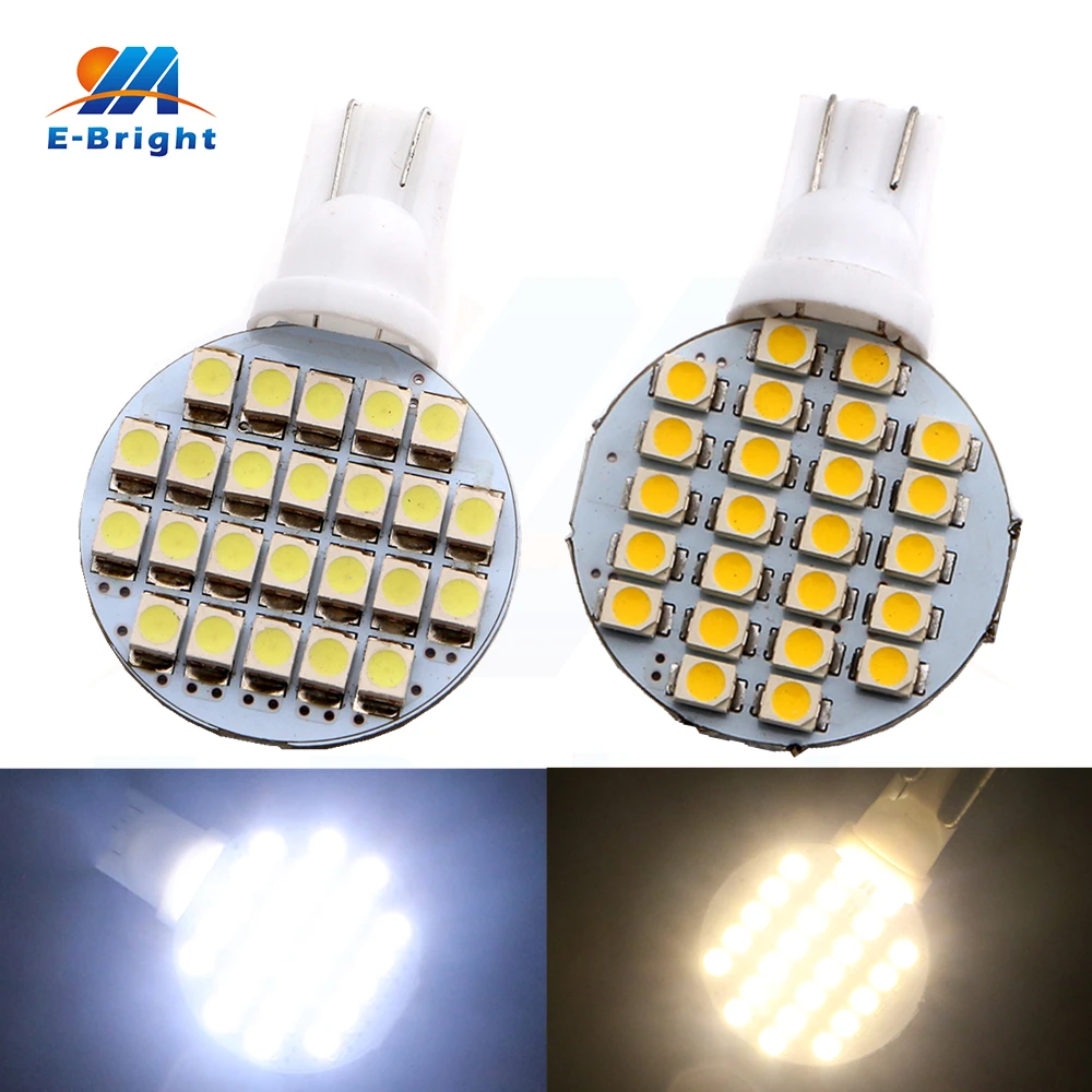 

10-100pcs Round 12V White/Warm White T10 1210 24 SMD Led Bulb Turn Tail Warning Rear Stop Signals Reverse Light Free Shipping