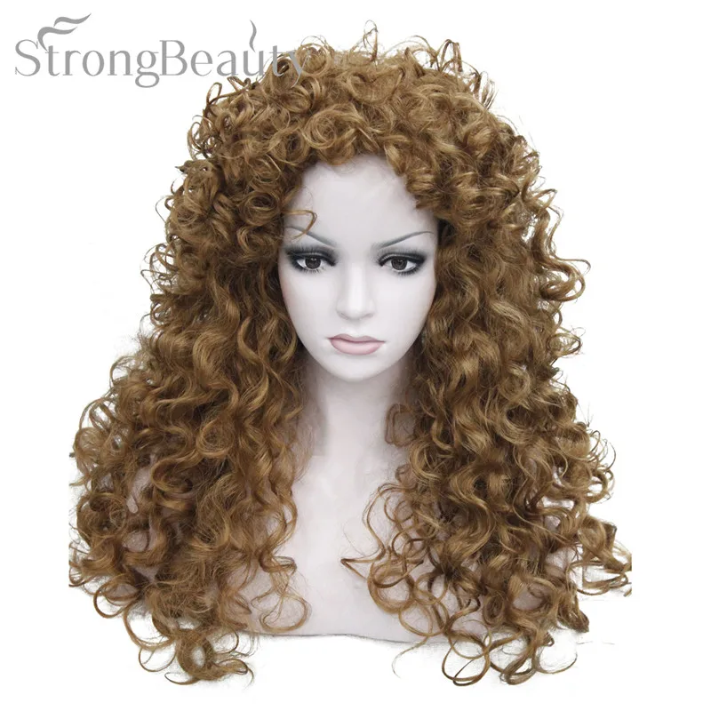 Сильная красота синтетические волосы длинные вьющиеся блонд коричневый черный парики Косплей парики для женщин - Цвет: #27