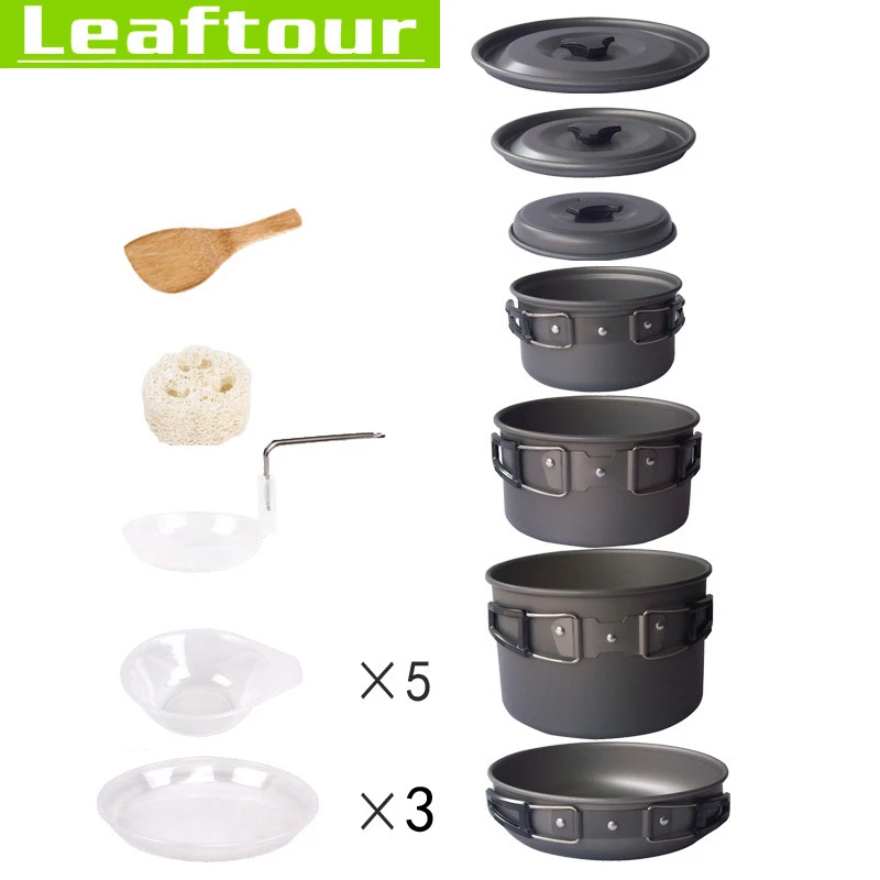 

Sunfield 4-5 Person Camping Cookware Cooking Pot Outdoor Camping Hiking Picnic Utensil Camping Pot Set for Cooking Tableware