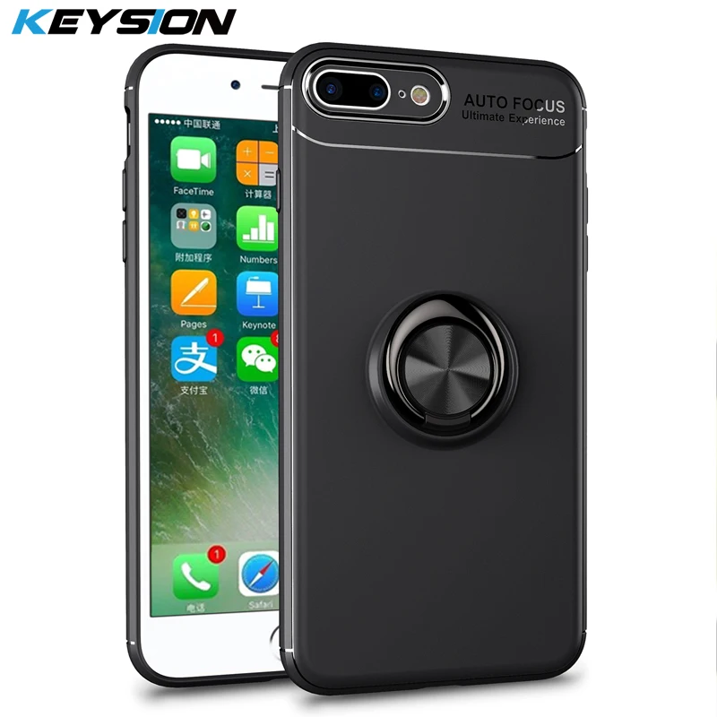 KEYSION Роскошный чехол для телефона с кольцом держателем iPhone 7 8 Plus магнитная