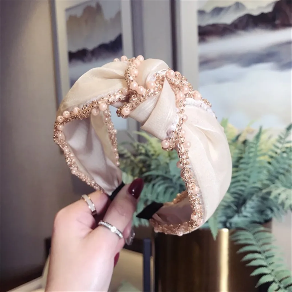 

JAYCOSIN 2019 Women Hairband Fashion Female Solid Headband Elegant Headwrap With Rhinestone Ladies Wide Head Hoop April23 P30