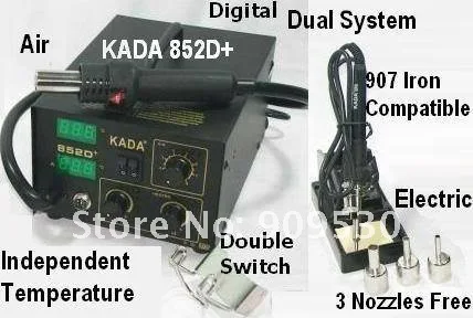

Free shipping KADA 852D+ Soldering station 220V or 110V Desoldering Station Repairing System Electric Soldering Irons kada 852d+