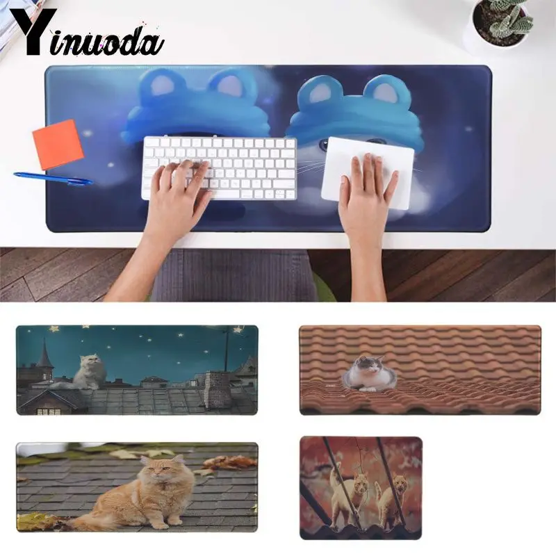 

Yinuoda Your Own Mats Cute cat in Roof Gaming Player desk laptop Rubber Mouse Mat Office Mice Gamer Lockedge gaming Mouse Pad