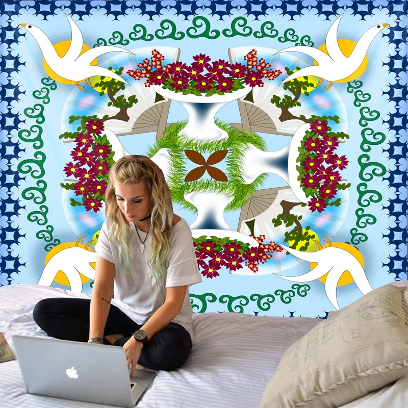 Шикарная богемная ткань Мандала Цветочный Ковер индийский настенный подвесной