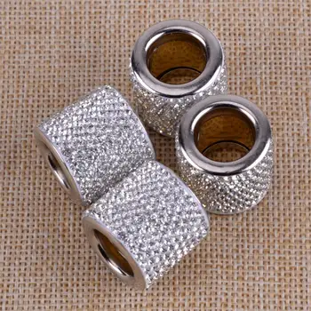

CITALL 4pcs Universal Silver Car Interior Diamond Bling Front Back Seat Headrest Collar Rings Decor Charms Inner Accessories