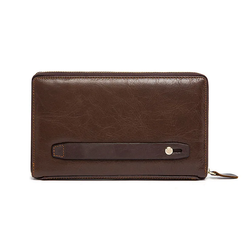 Manufacturers selling fashion leather wallet mens business large capacity Clutch bags unique buckle zipper credit card holder