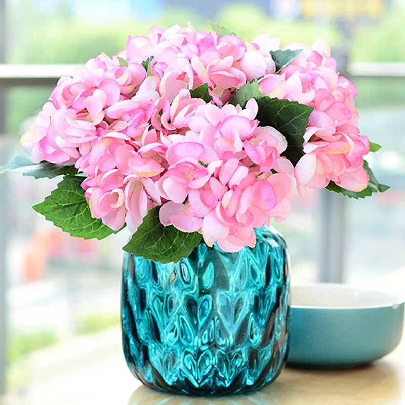 

Floace 5pcs/lot Artificial Hydrangea Flower with Flower Rod DIY Silk Hydrangea Accessory for Home Wedding Decoration