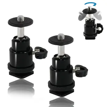 

2 Packs of Mini Ball Head Camera Mount Shoe Adapter with Lock, 360 Degree Swivel