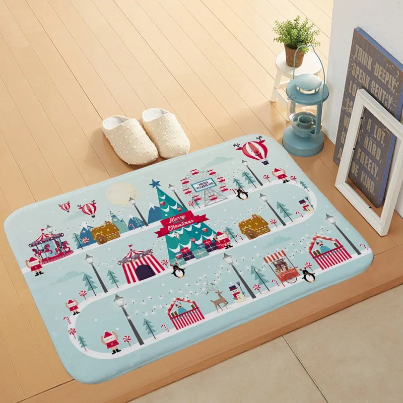 Us 5 49 Urban Transport Carpet Super Soft Coral Fleece Rectangular Bus Christmas Tree Hot Air Balloon Alarm Clock Anti Slip Carpets Mat In Mat From