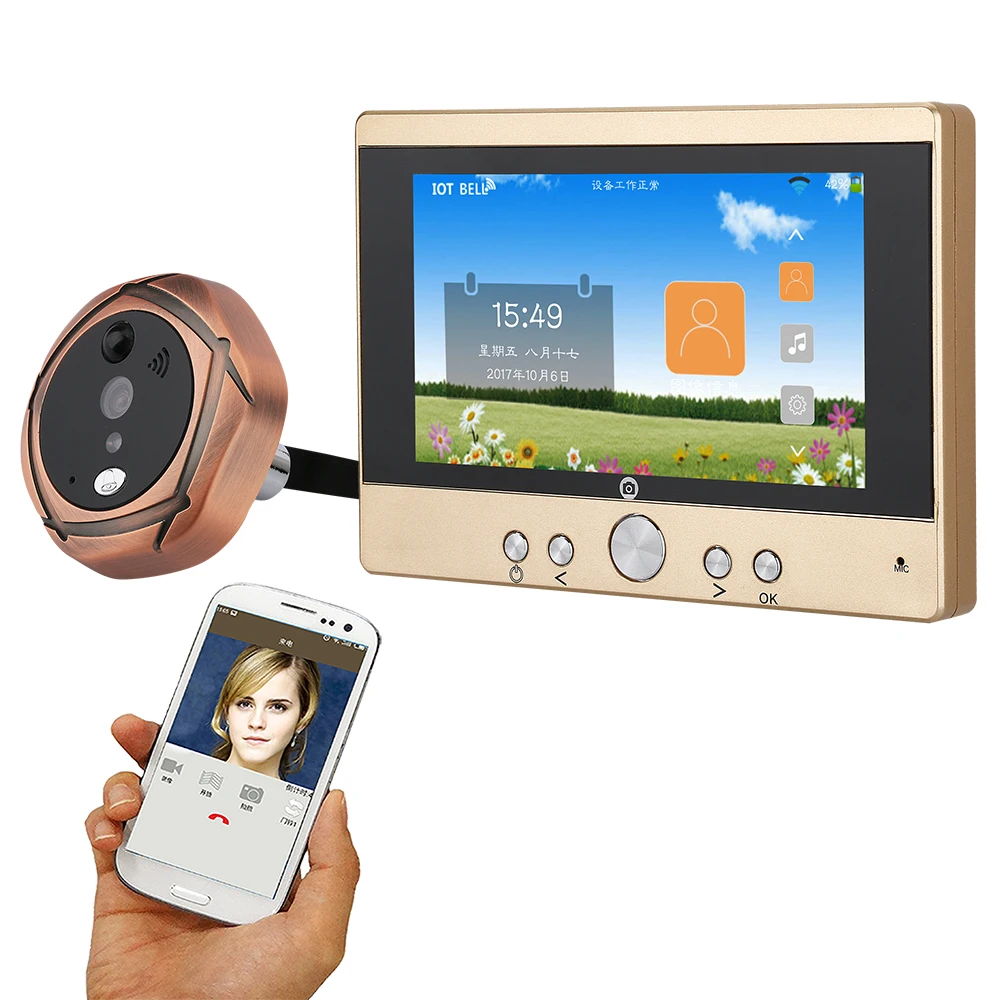 

MOUNTAINONE SY501 5 inch TFT LCD Screen Digital Peephole Viewer and Doorbell Security Camera Night Vision / Motion Detection