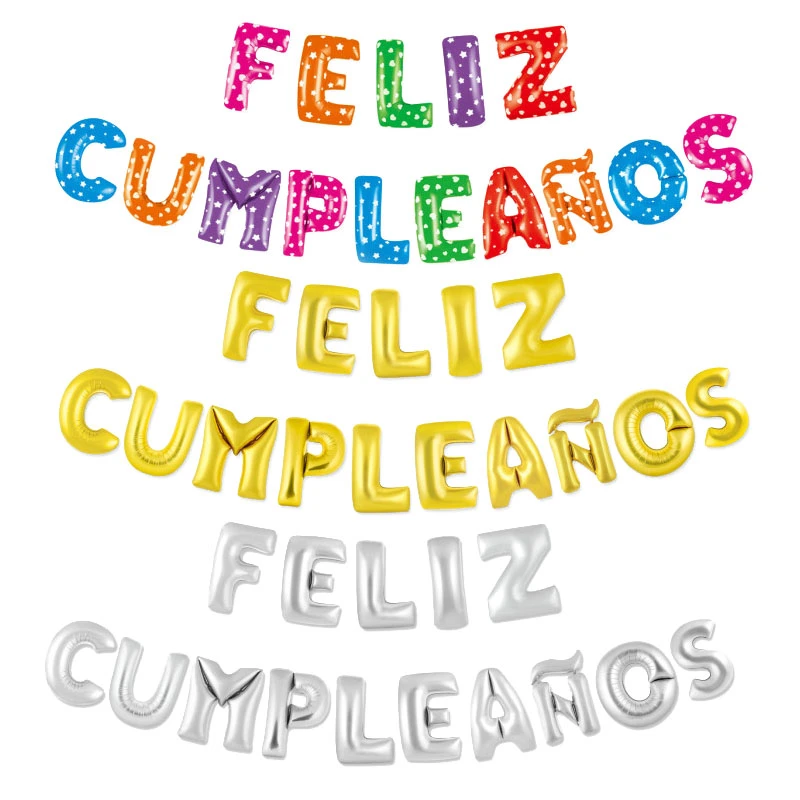 スペインハッピーバースデー手紙ホイルバルーンスペイン語 Cumpleanos アルファベット空気ボール Castellano 誕生日パーティーの Supplie 風船 アクセサリー Aliexpress