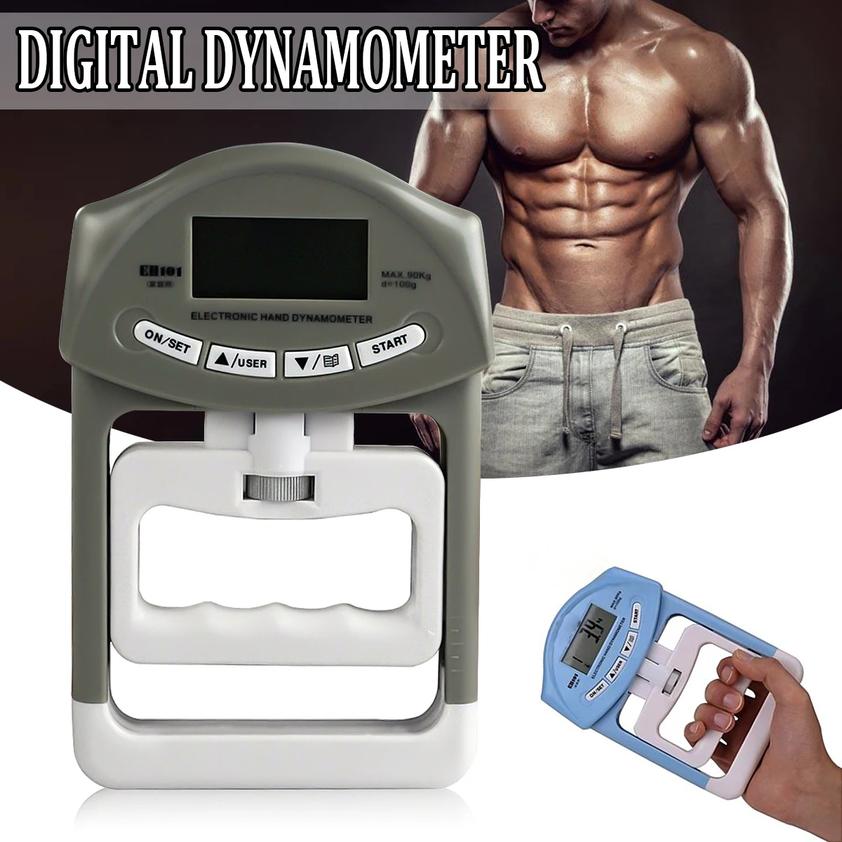 90kg/198Ib Digital LCD Dynamometer Hand Grip Power Measurement Body Building Gym Exercises Mucle Gripper Strength Meter