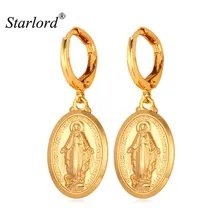 Starlord винтажные Виргинские Mary серьги желтого золота/серебра цвет ювелирных изделий сережки-крестики для женщин подарок E240