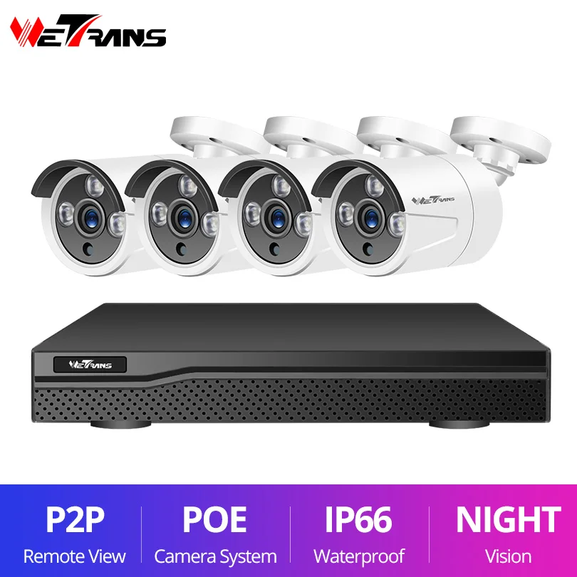 

Wetrans Surveillance CCTV 4.0MP Camera Security System Kit POE NVR Audio Monitoring Camera System Home Video Weatherproof Set