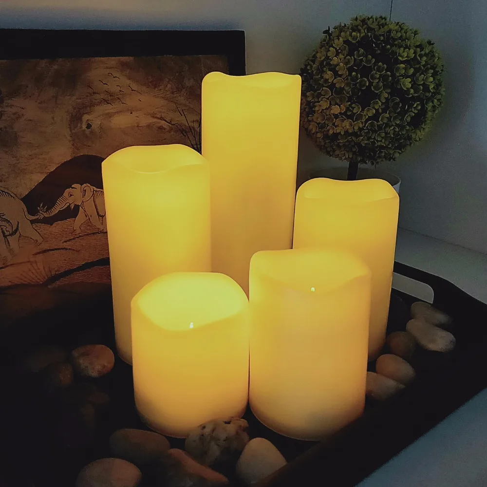 Set of 5 Plastic Outdoor Garden Led Candle Lamp Waterproof Lighting for