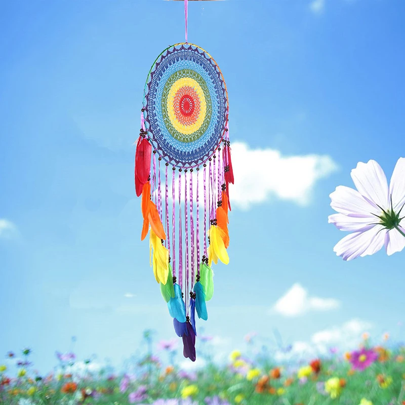 

2018 Creative Colorful Wind Chime Ornaments Interior Decoration Dream Catcher Wall Hanging Bedroom Living Room Handmade Pendant