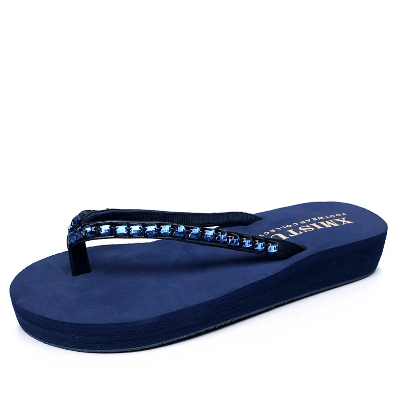

XMISTUO Brand Women New Arrival High Quality Comfortable Summer Casual Flip Flops Fashion Crystal Flat Slippers Logo Sandals