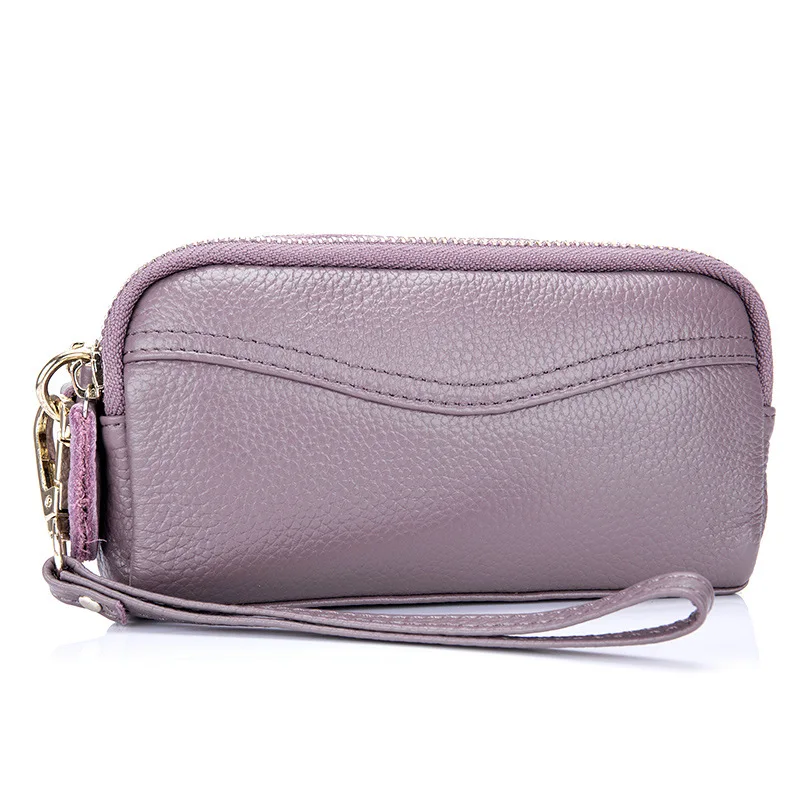 ICEV Лидер продаж, модная простая сумка из натуральной кожи, женская сумка из воловьей кожи, для монет, на запястье, сумки для телефона, высокое качество, дневной клатч, Bolsa Feminina Sac - Цвет: Taro Purple