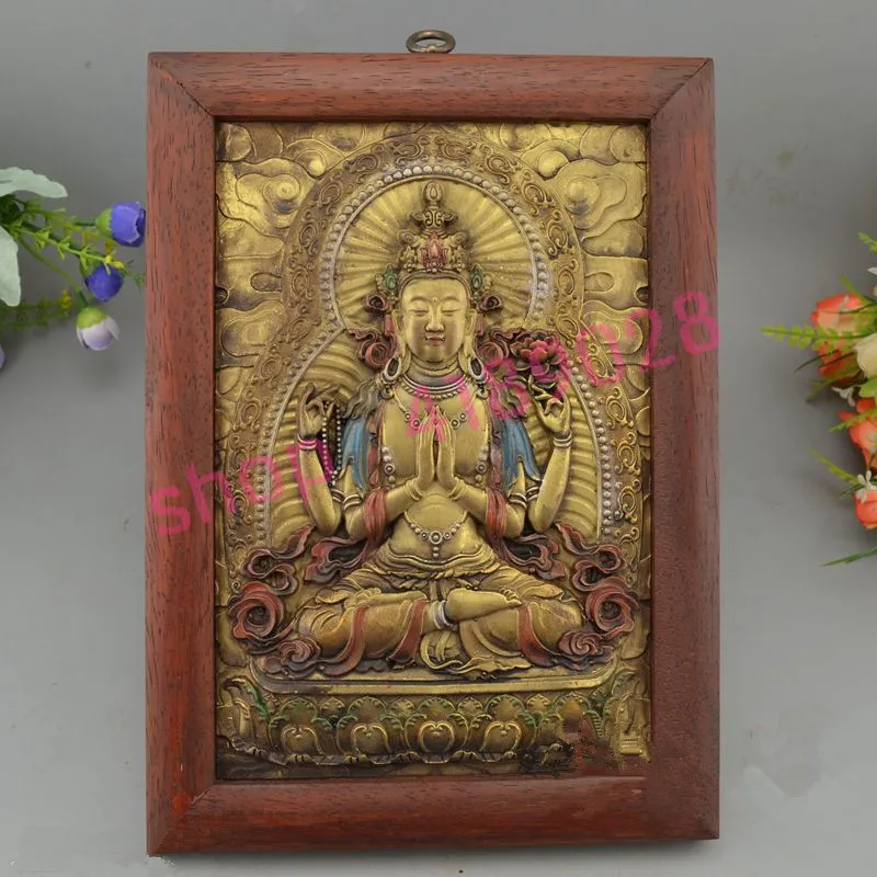 

Tibetan Buddhism, rosewood solid wood Thangka decorative paintings, decorations collectibles,7#