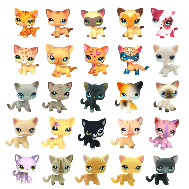 Rare font b pet b font shop lps toys standing short hair cat pink 2291 grey