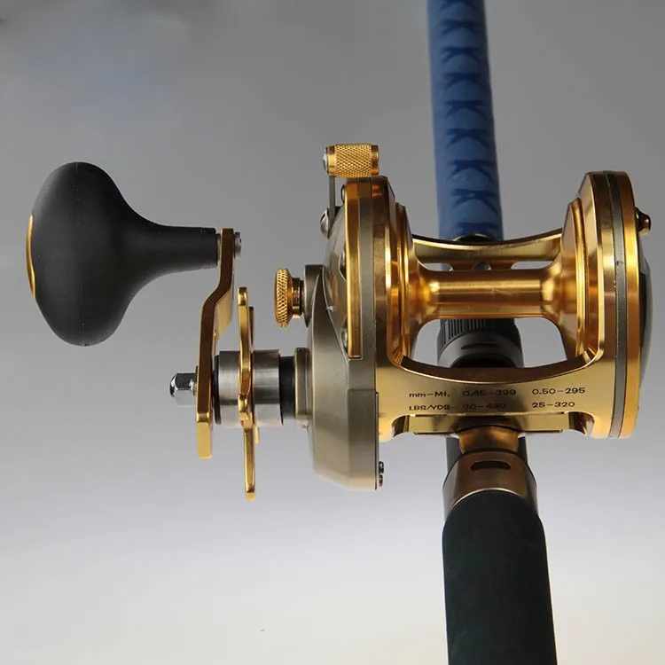 de Gran tambor pesca completo SINGNOL alta oro profundo ACT351 hierro barco mar descuento fundición pez gama Trolling modelo carretes rueda Metal carrete 14 de Gran tambor pesca 14