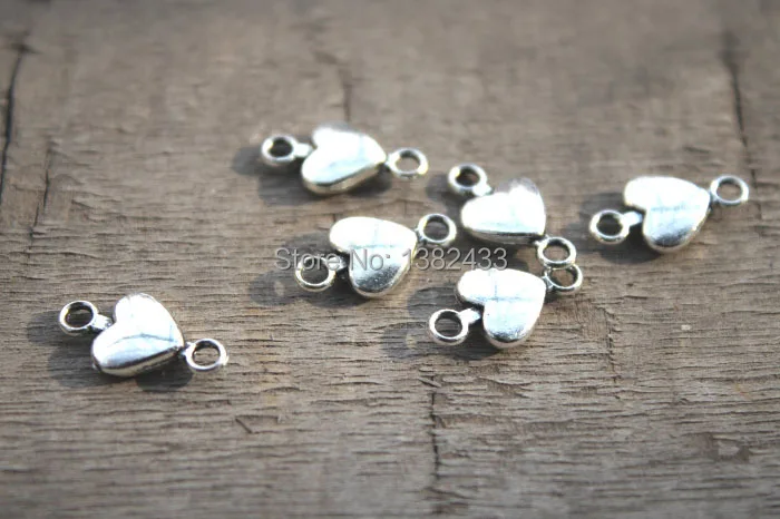 

30pcs--Heart charms,Antique Tibetan silver Mini Heart Connector Link 8x15mm