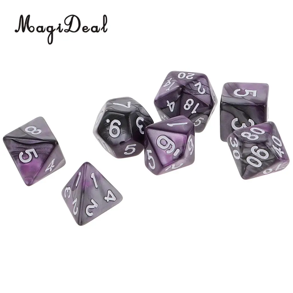 MagiDeal 7Pcs/Lot Acrylic Polyhedral Dice 16mm for Dungeons and Dragons Table Games Family Party Club Bar Funny Toys 6 Colors