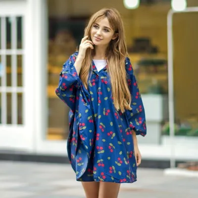 

BF040 Korean fashion leisure rain coat Cherry poncho thickened raincoat 140*125cm free shipping