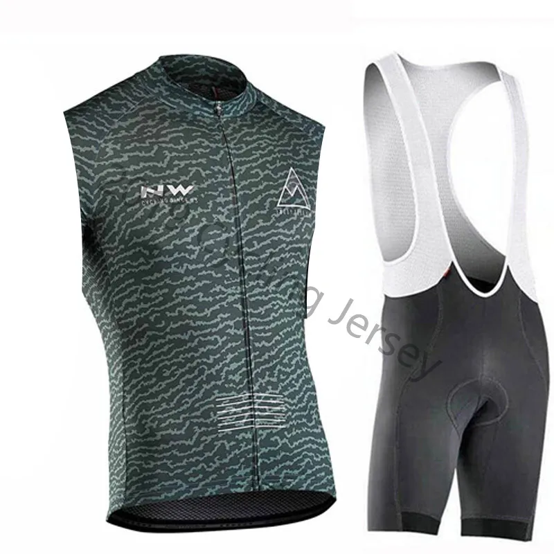 

NW Northwave Summer Cycling Jersey Sets 2019 Mens Pro Team Vest Sleeveless Race Uniform MTB Bike Tops Riding Bib Shorts/Pants