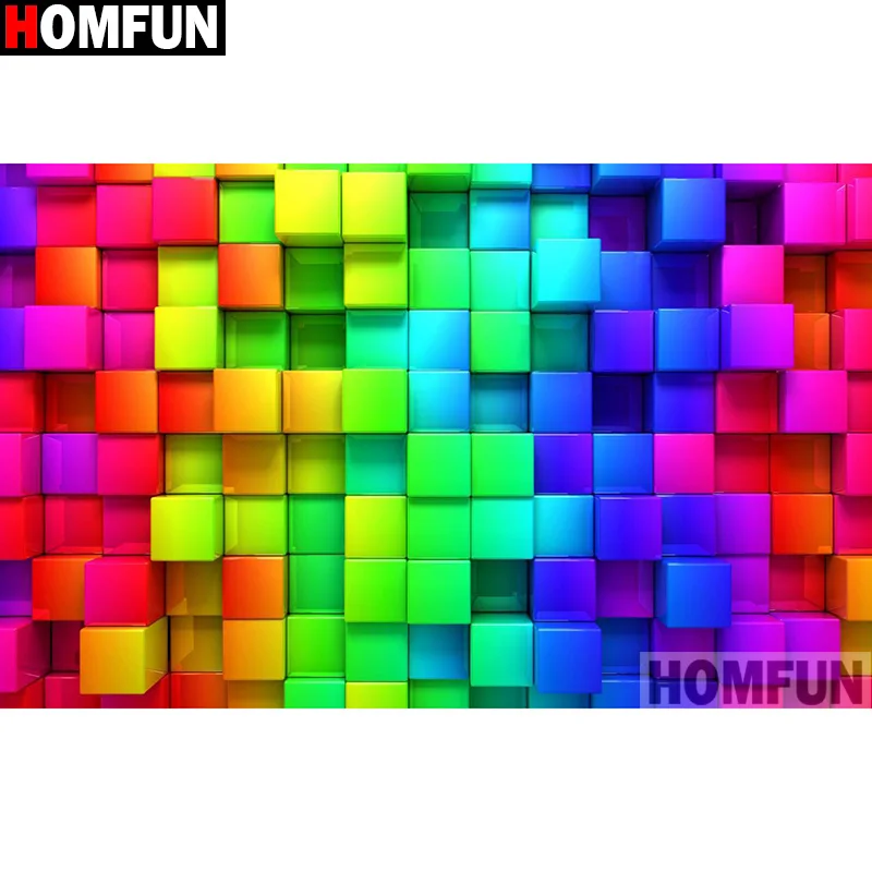 

HOMFUN Full Square/Round Drill 5D DIY Diamond Painting "Colored grid" 3D Embroidery Cross Stitch 5D Home Decor A13353