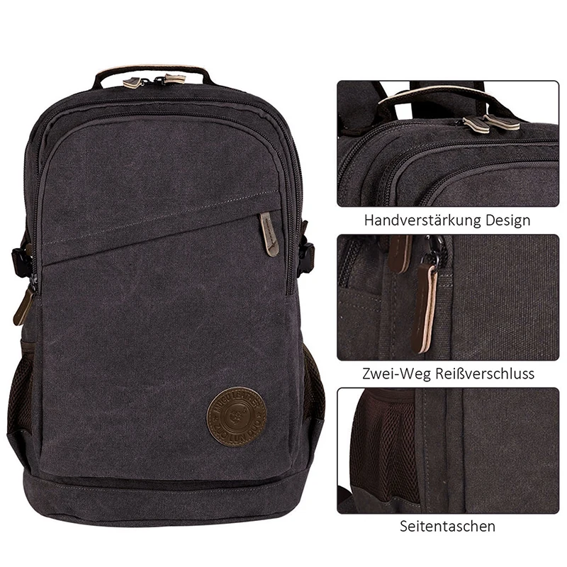 2019 جديد أزياء الرجال على ظهره خمر قماش Bagpack حقيبة مدرسية في الهواء الطلق السفر أكياس كبيرة قدرة السفر محمول الظهر