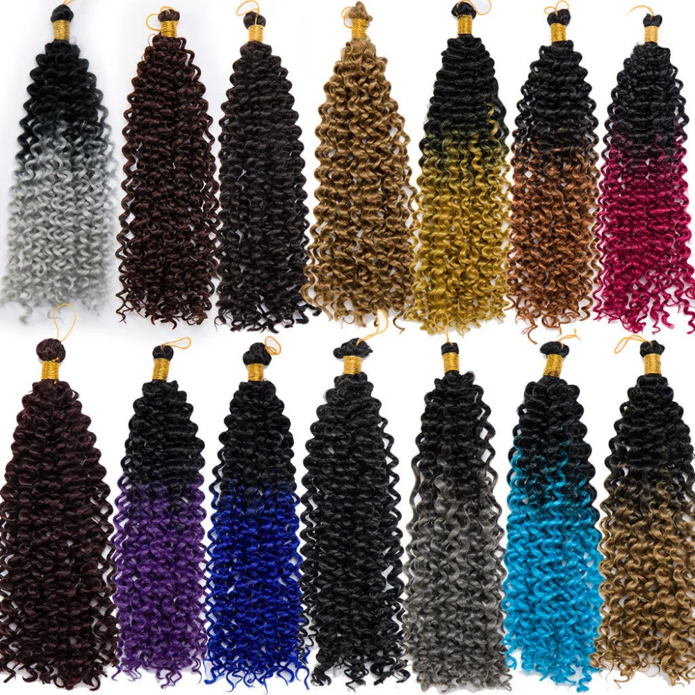 

s-noilite 14 Inches 100% Real Natural Hair Extension Water Wave Ombre Crochet Braids Synthetic Braiding Hair Bulk Extensions