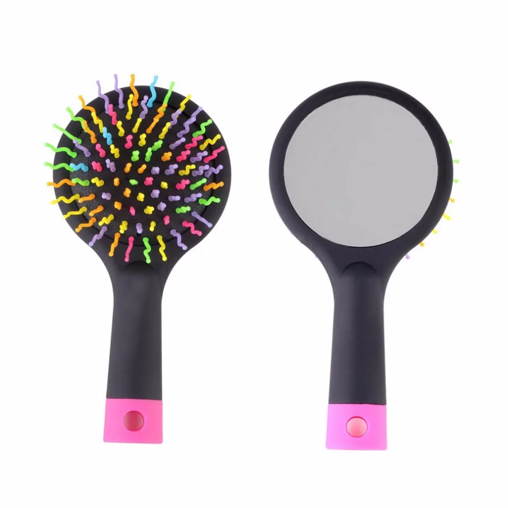 Rainbow Comb hair brush Professional With Mirror Volume Anti static