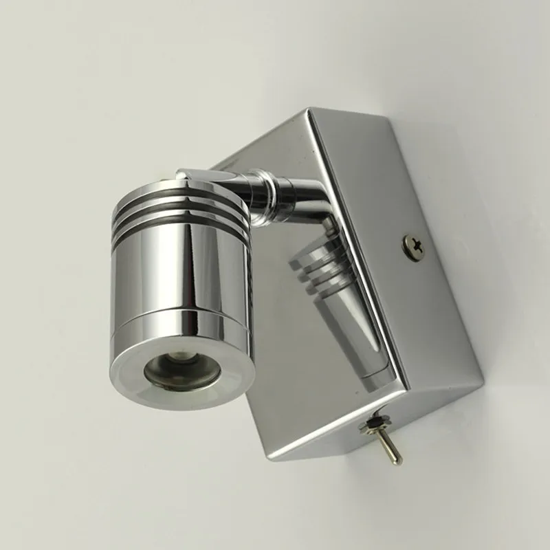 

TopocH Wall Mounted Light for Reading with on/off Switch LED CREE 3Watts Direction Adaptive Chrome Finish for RV Boat House