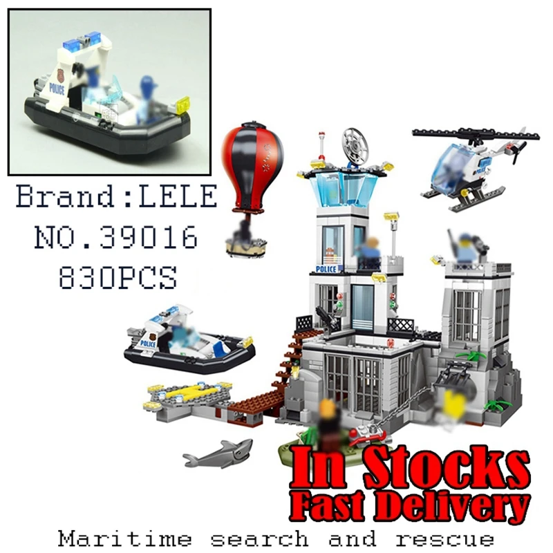 

LELE 39016 830Pcs City Street Figures Prison Island Model Building Blocks Bricks Toys For Children Compatible 60130 brinquedos