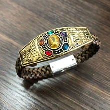 Эндгейм танос Бесконечность камни кожаный шнур браслет Косплей ремешок на руку цепь опора