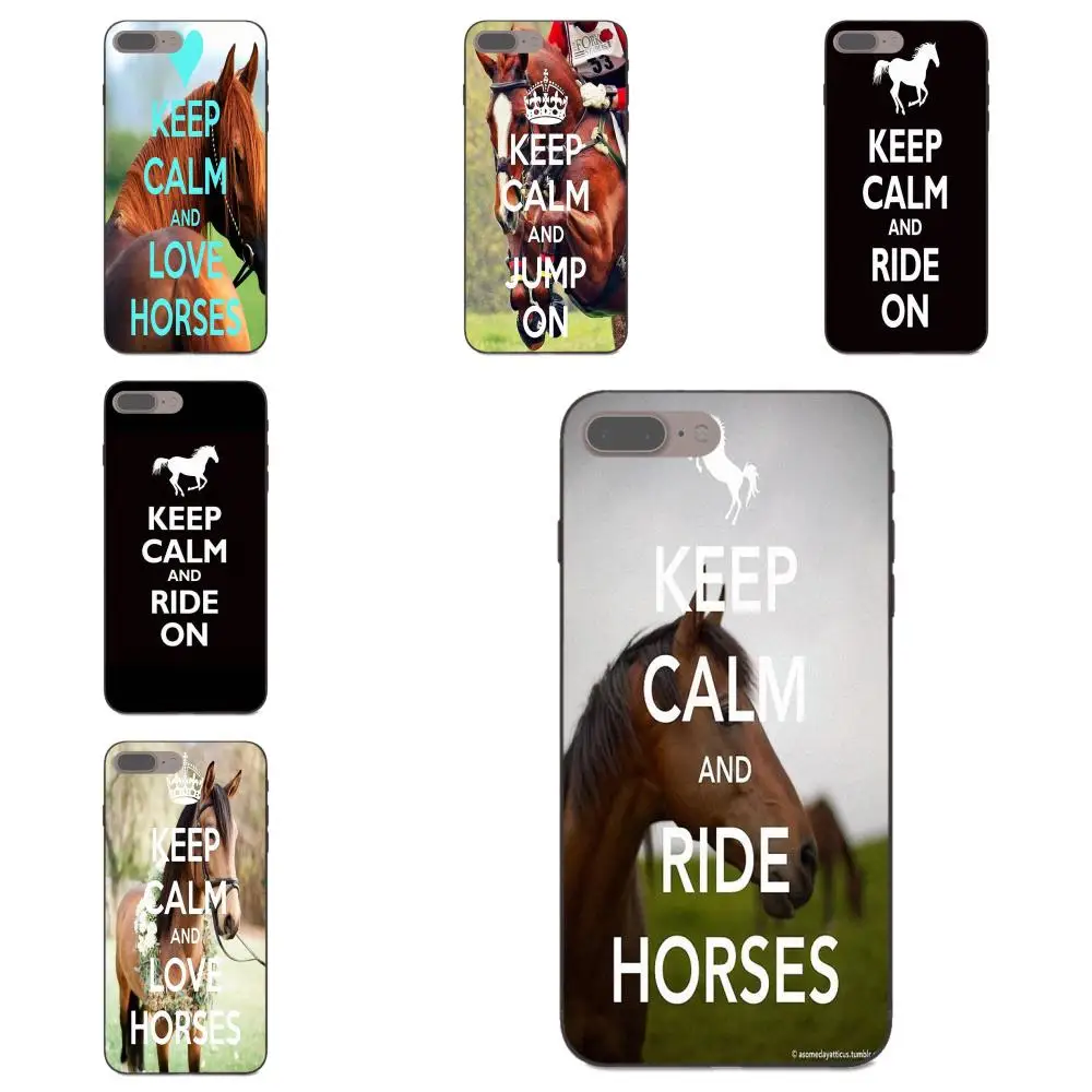 

For Apple iPhone 4 4S 5 5S SE 6 6S 7 8 Plus X XS Max XR Soft TPU Cell Cover Case Keep Calm And Ride And Ride On Horse