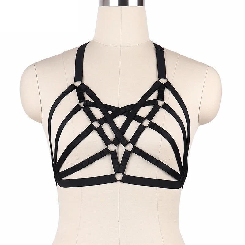 

Black Body Harness Cage Bra Sexy Open Bust Bondage Bra Goth Lingerie Sexy Hot Costume Cosplay Wear Pole Dance Crop Top O0094