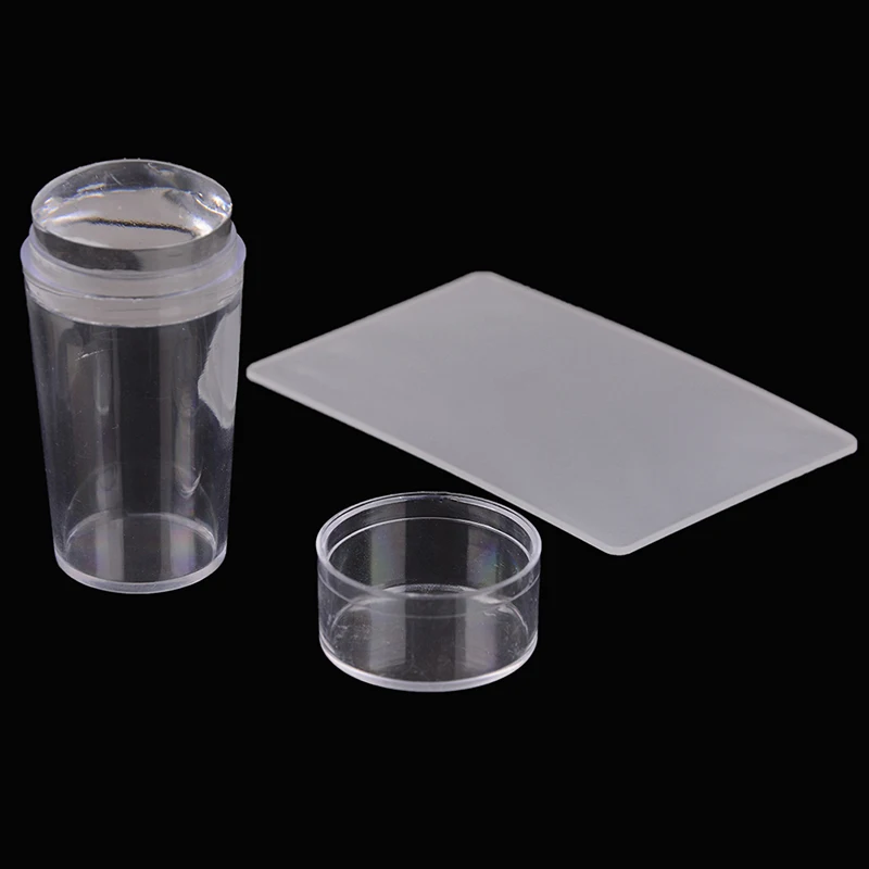 HOT Nail Art Templates Pure Clear Jelly Silicone Nail Stamping Plate Scraper Professional Nail Art Tool